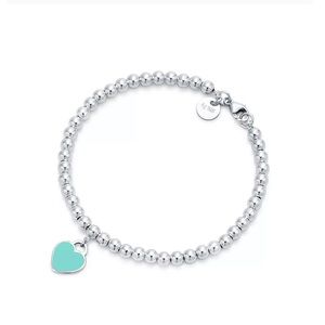 Return to Tiffany™ Tiffany Blue Heart Tag Bead Bracelet size Small, Silver 4mm
